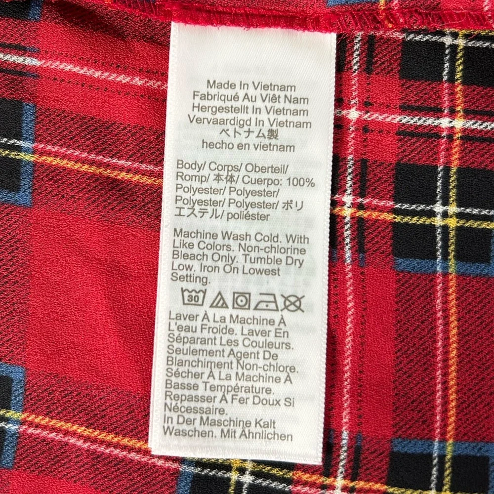 J. Crew | Women’s Red/Multi Tartan Plaid Crewneck Ruffle Sleeve Hems Top, Size S
